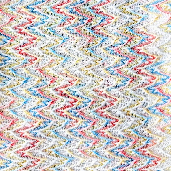 Vintage Marty Gutmacher White Blue Red Chevron Stripe Short Sleeve Knit Shirt - Picture 4 of 8